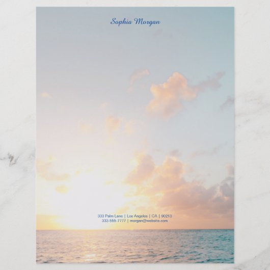 Sunset Beach, naam/contactgegevens in blauw, Vs 2 (Voorkant)