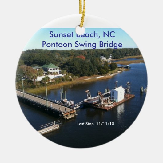 Sunset Beach, NC Pontoon Swing Bridge.. Keramisch Ornament (Voorkant)
