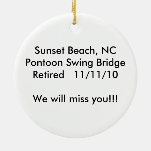 Sunset Beach, NC Pontoon Swing Bridge.. Keramisch Ornament (Achterkant)