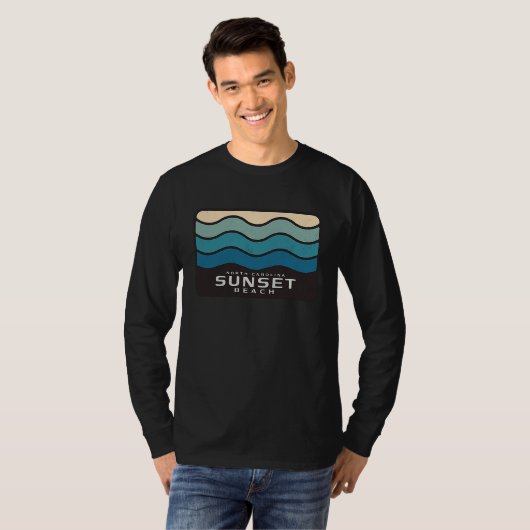 Sunset Beach NC Summertime Lazy Wavy Waves T-shirt (Voorkant volledig)