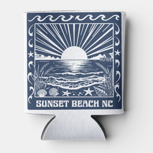 Sunset Beach NC Vintage Kust Zonsondergang Blikjeskoeler (Voorkant)