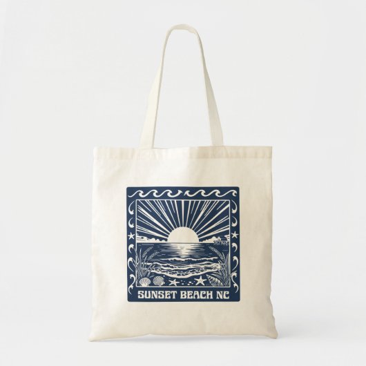 Sunset Beach NC Vintage Kust Zonsondergang Tote Bag (Voorkant)