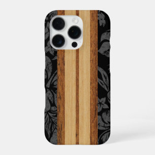 Sunset Beach Nep houten surfplank Hawaiaans Zwart  iPhone 16 Pro Hoesje