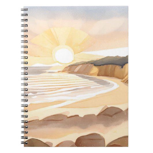 Sunset Beach | Oceaan Aquarel Kust Notitieboek (Voorkant)