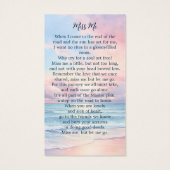 Sunset Beach Oval Photo Memorial Prayer Kaart (Achterkant)