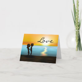 Sunset Beach Paar Liefde Valentijnsdag Feestdagen Kaart