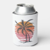 Sunset Beach Palm Tree Grappige zomervakantie Blikjeskoeler (Blikje Voorkant)