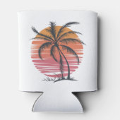 Sunset Beach Palm Tree Grappige zomervakantie Blikjeskoeler (Achterkant)