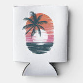 Sunset Beach Palm Tree Grappige zomervakantie Blikjeskoeler (Voorkant)
