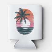 Sunset Beach Palm Tree Grappige zomervakantie Blikjeskoeler (Achterkant)