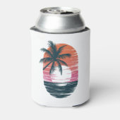 Sunset Beach Palm Tree Grappige zomervakantie Blikjeskoeler (Blikje Achterkant)