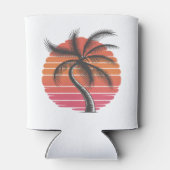 Sunset Beach Palm Tree Grappige zomervakantie Blikjeskoeler (Achterkant)