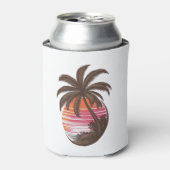 Sunset Beach Palm Tree Grappige zomervakantie Blikjeskoeler (Blikje Voorkant)
