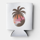 Sunset Beach Palm Tree Grappige zomervakantie Blikjeskoeler (Voorkant)