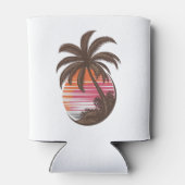 Sunset Beach Palm Tree Grappige zomervakantie Blikjeskoeler (Achterkant)