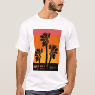 Sunset Beach Palm Tree Grappige zomervakantie T-shirt