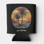 Sunset Beach Palmboom Zomer Vakantie Aangepast Blikjeskoeler (Achterkant)