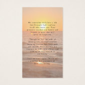 Sunset Beach Photo Forever Hearts Prayer Card Visitekaartje (Achterkant)