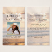 Sunset Beach Photo Forever In Hearts Prayer Card Visitekaartje (Voorkant /achterkant)