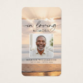 Sunset Beach Photo In Loving Memory Prayer Card Visitekaartje (Voorkant)