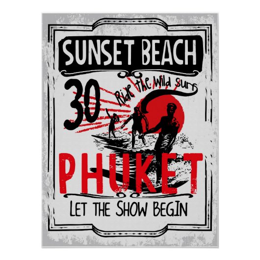 Sunset Beach Phuket Surfen Perfect Poster (Voorkant)