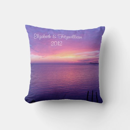 Sunset Beach Pillow Bride & Groom Wedding Kussen (Voorkant)