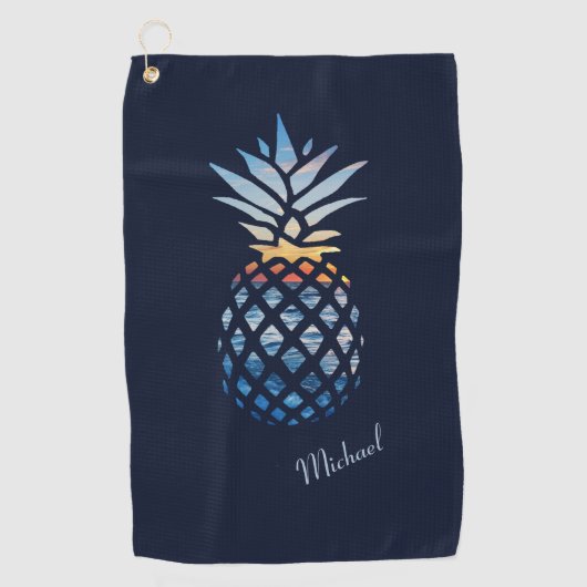 Sunset Beach Pineapple Custom Golfhanddoek (Voorkant)