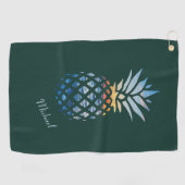 Sunset Beach Pineapple Fathers Day Custom Golfhanddoek (Horizontaal)