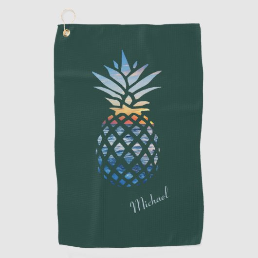 Sunset Beach Pineapple Fathers Day Custom Golfhanddoek (Voorkant)