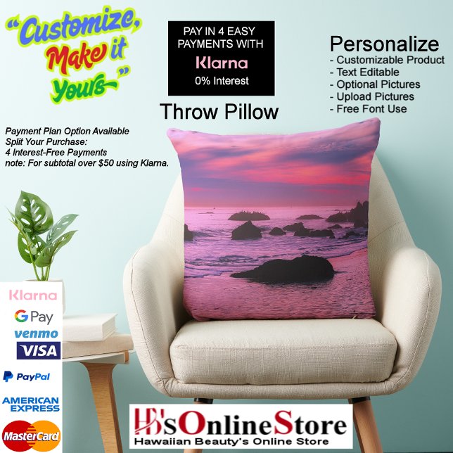 Sunset Beach Polyester Grote Kussensloop 40cm Kussen (Sunset Beach Polyester Large Throw Pillow 16.)