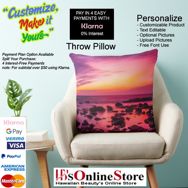 Sunset Beach Polyester Grote Kussensloop 42 Kussen (Sunset Beach Polyester Large Throw Pillow 42.)