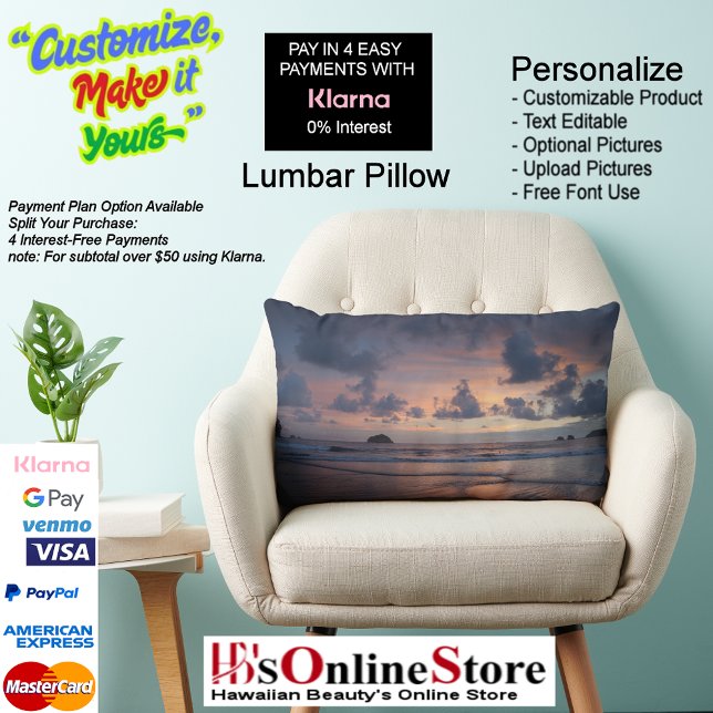 Sunset Beach Polyester Lumbar Kussen 26 (Sunset Beach Polyester Lumbar Pillow 26.)
