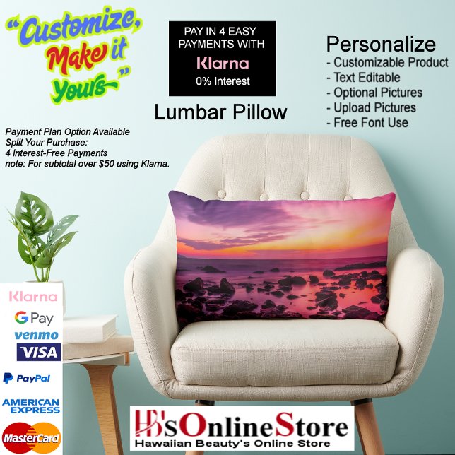Sunset Beach Polyester Lumbar Kussen 42 (Sunset Beach Polyester Throw Pillow 42.)