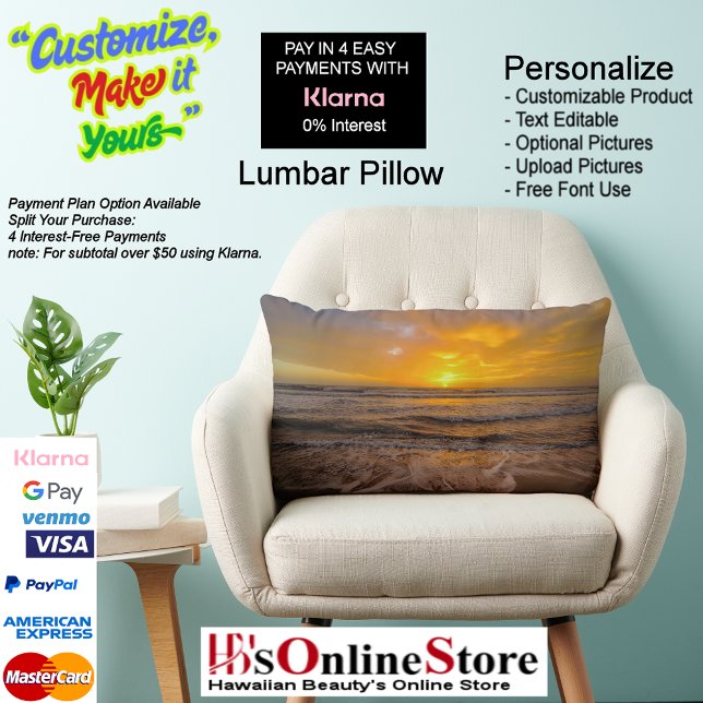 Sunset Beach Polyester Lumbar Kussen 46 (Sunset Beach Polyester Throw Pillow 46.)