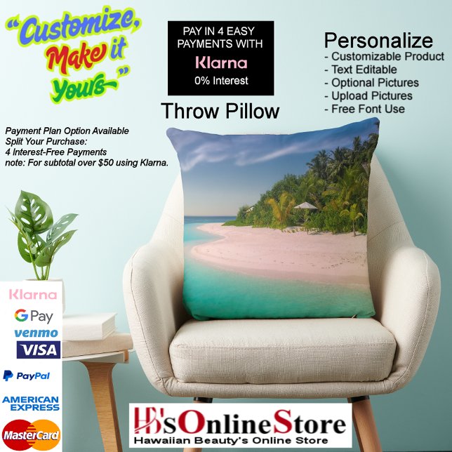 Sunset Beach Polyester Sierkussen 10 (Sunset Beach Square Polyester Large Pillow 10.)