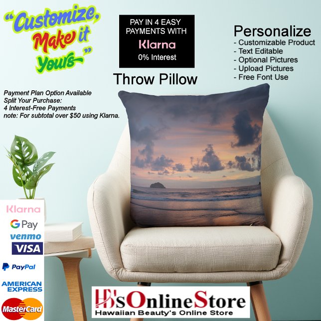 Sunset Beach Polyester Sierkussen 26 (Sunset Beach Square Polyester Large Pillow 26.)