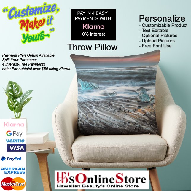 Sunset Beach Polyester Sierkussen 29 (Sunset Beach Square Polyester Large Pillow 29.)