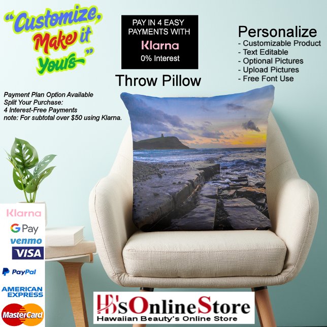 Sunset Beach Polyester Sierkussen 31 (Sunset Beach Square Polyester Large Pillow 31.)