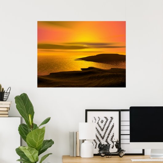 Sunset Beach Poster (Thuiskantoor)