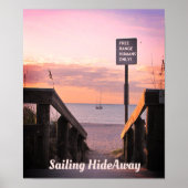 Sunset Beach Poster w Sailships & Beach Access (Voorkant)