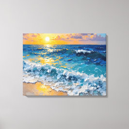 Sunset Beach Premium Wrapped Canvas Muurkunst
