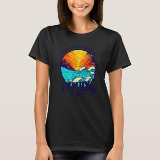 Sunset Beach Retro Buitenbanken Carolina Familie V T-shirt