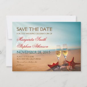 Sunset Beach Romantic Save the Date Cards