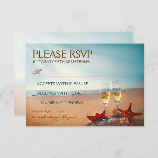 Sunset Beach Romantische bruiloft RSVP (Voorkant / Achterkant)