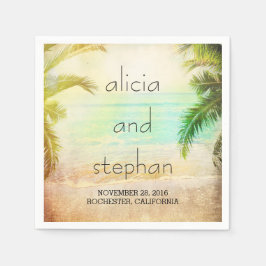 Sunset Beach Romantische Palmen bruiloft Servet