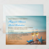 Sunset Beach Romantische Turquoise bruiloft uitnod Kaart (Voorkant / Achterkant)