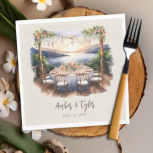 Sunset Beach Rustieke Fairy Lights bruiloft recept Servet