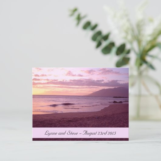 Sunset Beach Save the Date Aankondigingskaart (Staand voorkant)