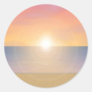 Sunset Beach Scene: Ronde Sticker