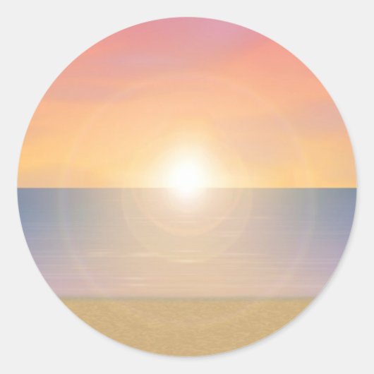 Sunset Beach Scene: Ronde Sticker (Voorkant)